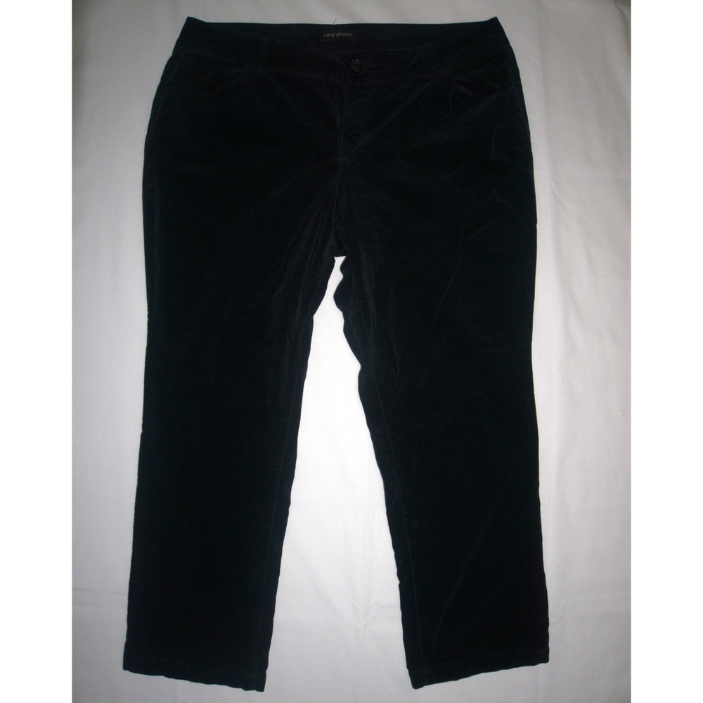 Lane Bryant 22 Black Cotton Corduroy Straight Leg Pants